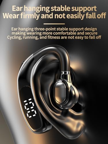 Single Ear Bluetooth Headset with Noise Canceling Microphone, 24H Talk Time Hands-Free Wireless Earpiece for Driving, Office (Black) - color: Black
