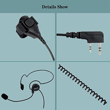 Retevis Behind Head Walkie Talkie Headset, for RT22/RT68/RT21/H777/RT68H | with Boom Mic, Compatible with Pxton, Baofeng, Kenwood Walkie Talkie, Two Way Radio Headset with Finger PTT(1 Pack)