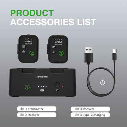 M-VAVE 2.4GHz Wireless in-Ear Monitor System Transmitter Receiver Auto-Pairing, 2.4G Stereo IEM System Low Latency in-Ear Guitar Studio Live Performance SWS-12 One to More