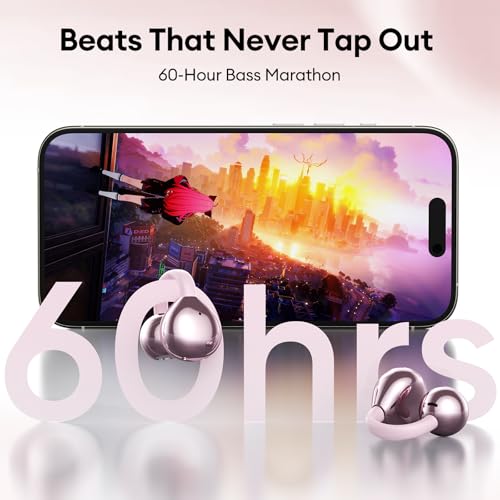 PAXA Stylish Open Ear Clip On Earbuds with Removable Diamond Earring, Clip On Headphones with LCD Touch Screen, Fashionables Open Ear Headphones for Women, Diamond Earring Rose Gold Earbuds M100 - color: Diamond Earring - Rose Gold