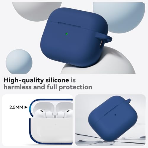Ljusmicker for AirPods Pro 3 Case 2025 with Cleaner Kit,Midnight Blue | Soft Silicone Protective Cover for Apple AirPod Pro 3rd Generation Case with Keychain for Women Men,Shockproof - color: B-Midnight Blue