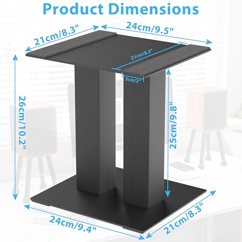 Desktop Speaker Stands 1 Pair Bookshelf Speakers Steel Studio Monitor Stand - size: 9.4"L x 8.3"W x 9.8"H