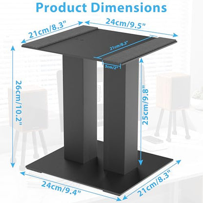 Desktop Speaker Stands 1 Pair Bookshelf Speakers Steel Studio Monitor Stand - size: 9.4"L x 8.3"W x 9.8"H