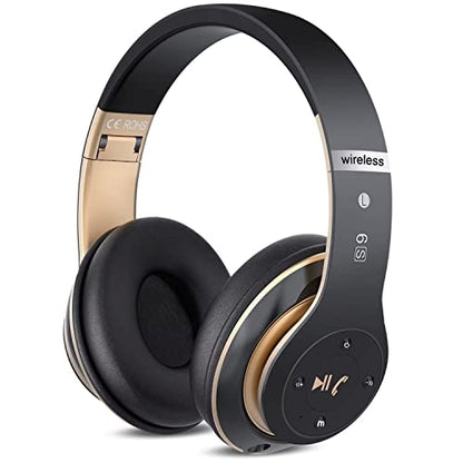 6S Bluetooth Headphones Over-Ear, Hi-Fi Stereo Foldable Wireless Stereo Headsets Earbuds with Built-in Mic, Volume Control, FM for iPhone/Samsung/iPad/PC (Blue) - color: Black