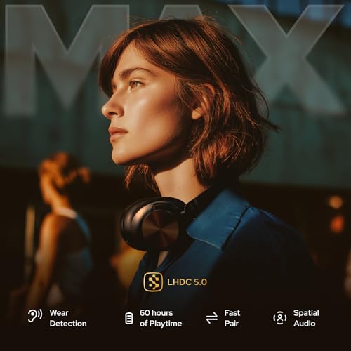 Noise Master Buds Max, Sound by Bose Wireless Over-Ear Headphones with Segment Leading Adaptive ANC, Dynamic EQ, LHDC 5.0, Immersive Spatial Audio,Upto 60H Playtime, App Support (Titanium) - color: Titanium