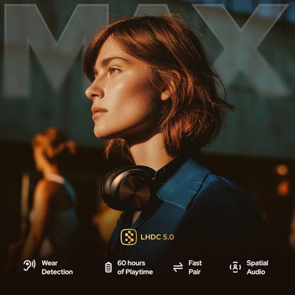 Noise Master Buds Max, Sound by Bose Wireless Over-Ear Headphones with Segment Leading Adaptive ANC, Dynamic EQ, LHDC 5.0, Immersive Spatial Audio,Upto 60H Playtime, App Support (Titanium) - color: Titanium