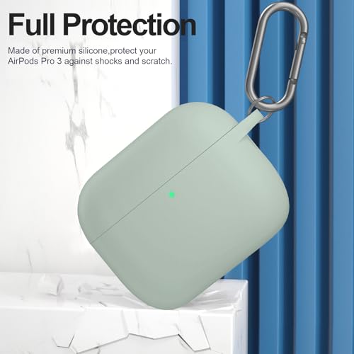 for AirPods Pro 3 Case Cover, Protective Soft Silicone with Keychain Cleaning Pen for Women Men for Apple AirPods Pro 3rd Generation Case(2025), Front LED Visible, Fog - color: C-Fog