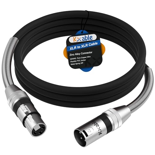 Kxable XLR Microphone Cable 3 FT, XLR Male to Female Balanced Mic Cable, 3-Pin Shielded Speaker Cord, Zinc Alloy Connectors, 22AWG Pure Copper, Metal Spring SR, Recording Studio, Podcast, Black - size: 3FT, style: 1-Pack