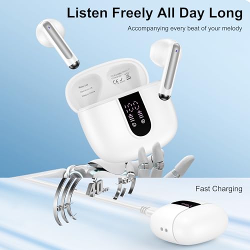 Bluetooth Headphones for iPhone 17e 17 Pro Max Air 16e 16 Pro Max 16 Plus | 15 Plus, Wireless Earbuds Bluetooth Ear Buds Headset in Ear Earphones for Samsung Galaxy S26 Ultra S25 S24 A17 A16 A36 A56 - color: White