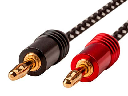 Monoprice Premium Braided Speaker Wire 14AWG - With Gold Plated Banana Plug Connectors - Affinity Series, 1 Pack, 15 Feet Black - size: 15 Feet, style: 1 Pack