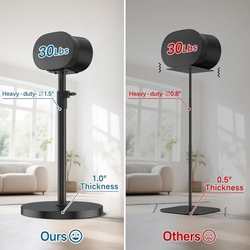 Heavy Duty Speaker Stand for Sonos Era 300 Stand, Adjustable Height 33"-42" for Sonos Era 300 Floor Stand with Cable Management Hold up to 30 Lbs for Sonos Era 300 Speaker, 2 Pack - size: Floor Stand-2 Pack