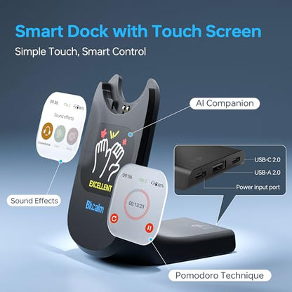 Work from Home Headset, Wireless Mic Headset for Office Noise Cancel Calls | One-Touch Mic Mute & 2.4G USB Dongle, Touch Screen Smart Dock, Work with Teams, Zoom & PC