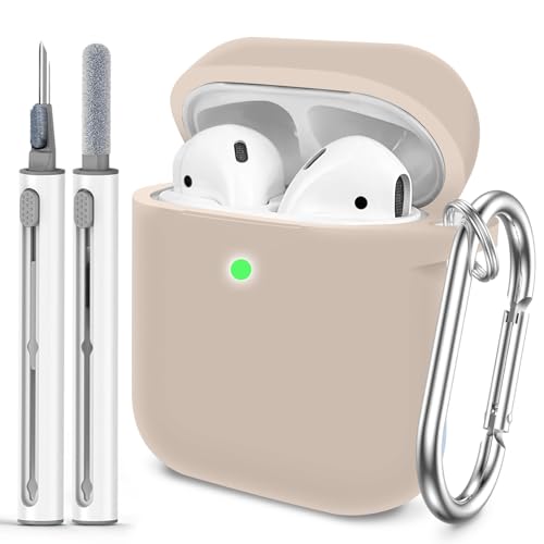 for AirPods Case Cover, Come with Clean Pen，Soft Silicone Protective Cover for Women Men Compatible with Apple AirPods 2nd 1st Generation Charging Case, Front LED Visible,Milk Tea - color: A5-Milk Tea