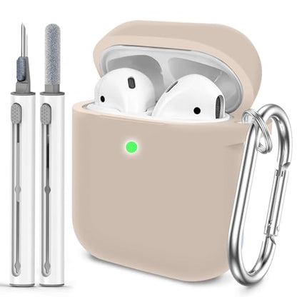 for AirPods Case Cover, Come with Clean Pen，Soft Silicone Protective Cover for Women Men Compatible with Apple AirPods 2nd 1st Generation Charging Case, Front LED Visible,Milk Tea - color: A5-Milk Tea