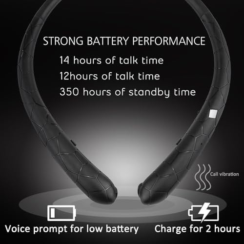 Retractable Neckband Bluetooth Headphones, No-Tangle Wireless Earbuds with 14Hrs Playtime, IPX5 Rating, CVC Noise Cancellation Mic for Crystal Clear Calls, Ideal for Running, Gym, Exercise
