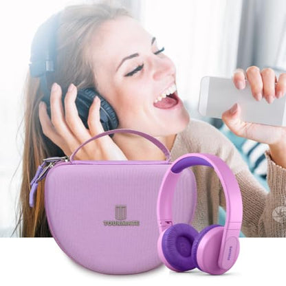 Tourmate Hard Travel Case for Philips K4206 Kids Wireless On-Ear Headphones/iClever HS19 Kids/RORSOU R10 On-Ear Headphones, Protective Carrying Storage Bag (Purple, Case Only) - color: Purple