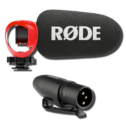 Rode VideoMicro II Camera-Mount Shotgun Mic Bundle with VXLR Pro Transformer-Balanced 3.5mm to XLR Adapter — Supercardioid Cinema Mic Kit for Filmmaking, Documentary, Lavalier, Field Audio - color: VXLR Pro Bundle