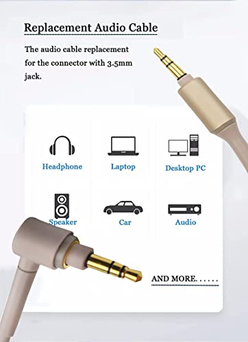 WH1000XM3 Headphone Cable Replacement Aux WH1000XM Audio Cord Compatible with Sony WH-1000XM2 MDR-100ABN WH-H900N MDR-1A Headphones(4.9ft) - color: Grey Glod