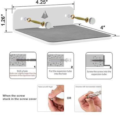 2-Pack 4.25" Acrylic Small Floating Shelves - Speaker Mount, Webcam, Cell Phones, Display Shelf (White, Small) - color: White, size: Small