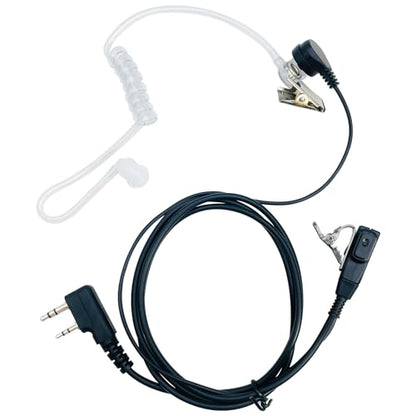 Walkie Talkie Earpiece with Mic PTT 2 Pin Air Acoustic Tube Earpiece Headset Compatible with Baofeng UV-5R Retevis H-777 RT21 RT22 Arcshell AR-5 Two Way Radios (2 Pack)