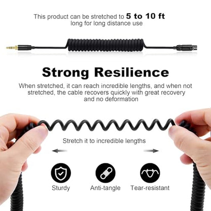 K702 Headphone Cable Coiled Aux Cord Replacement Compatible with AKG Q701, K712, K240, K240S, K240 MK II, K141, K171, K181, K271, K271S, K271 MK II, K241, K175, K275 Headphone with 6.35mm Adapter