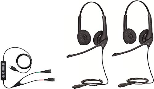 Soft Phone/PC USB Training Supervisory Bundle with Two (2) Biz 1500 Duo QD Headsets and USB Training Cable