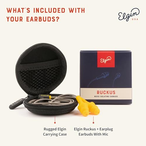 Elgin Ruckus+ Earplug Earbuds with Mic, Wired Earbuds - color: Gravel Gray, style: Ruckus+