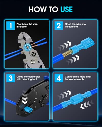 50 Pcs Electrical Male& Female Spade Connectors, 22-16 16-14 12-10 AWG Gauge Wire Connectors Nylon Fully Insulated Spade, Terminal Connectors Quick Disconnect for Speak
