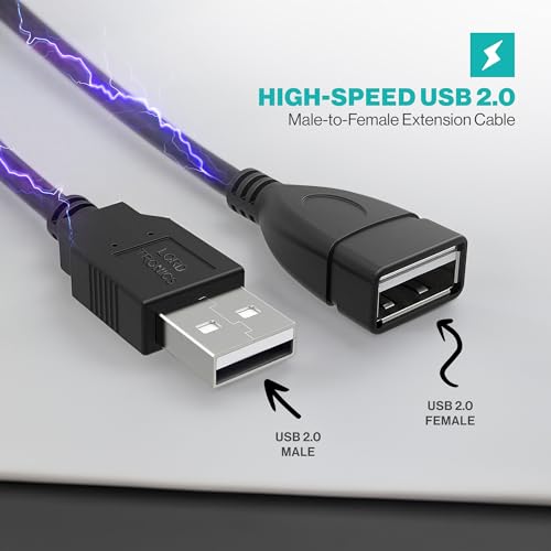 LORDTRONICS 5FT USB Extender Cable Male to Female USB A Male to USB A Female 2.0 Data Transfer and Charging Adapter for TV, PC, Laptop, PlayStation, Xbox, Flash Drive for Multiple Devices - size: 5FT