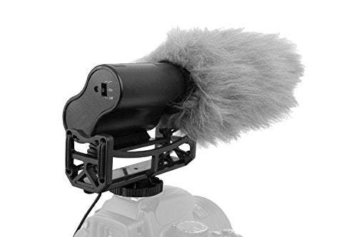 Shotgun Microphone (Stereo) with Windscreen & Dead Cat Muff for Canon EOS 5DS/5DS R