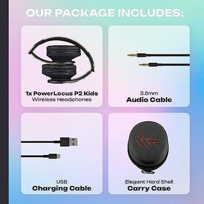 PowerLocus Kids Headphones Over-Ear, Bluetooth Wireless Headphones for Kids,with Microphone, Safe 85DB Volume Limited, Foldable with Carry Case, Audio Cable, Micro SD mode for Online Classes,PC,Phones - color: Camo