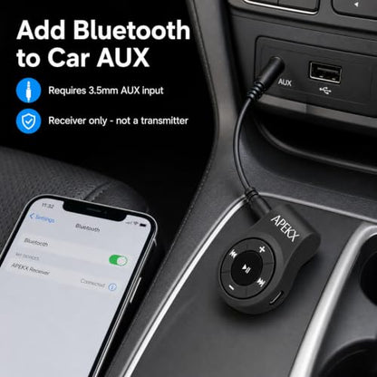 Clip Bluetooth Adapter & Receiver w/Mic for 3.5mm Headphone &Car Aux | Bluetooth Car Adapter, Wireless Audio Receiver w/ Built-in Mic for Hands-Free Call and Music