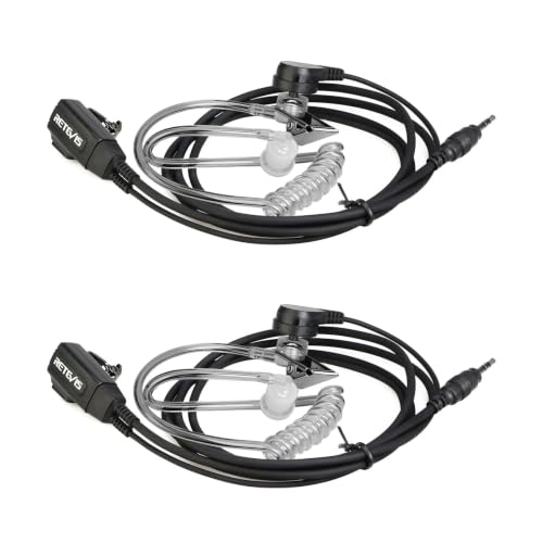 Retevis RB48 Walkie Talkie Eerpiece with Mic, 1 Pin 2.5mm, Acoustic Tube | Compatible with RB48 Plus/RB48A/RB48 Pro/RT49 Two Way Radio, Manufacturing Construction Radio Earpiece(2 Pack)