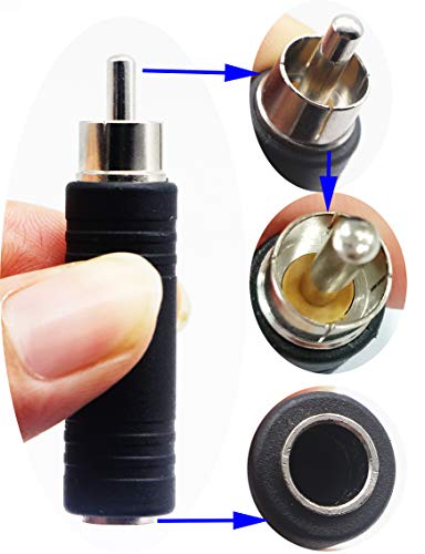 6.35mm to RCA Adapter RCA Male Plug to 6.35mm 1/4 Inch Mono Female Audio Mic Plug Adapter Jack Converterr (5 Pack)