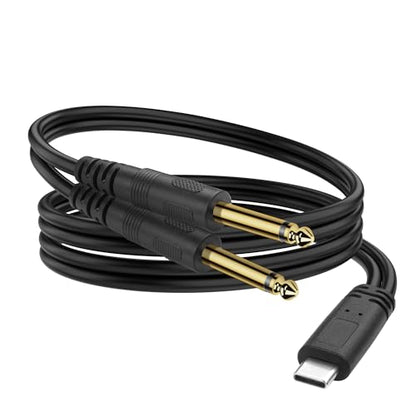 YACSEJAO USB C to 6.35mm TS Audio Cable,1m USB Type C Male to Dual 6.35mm Mono Male 1/4 inch Stereo Splitter Cable for Phone,Laptop,Amplifier,Mixer (Straight) - style: Straight