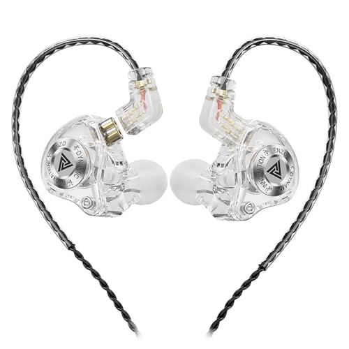 Piluyaa Wired Gaming Headphones IEM Earphones with 1DD，QKZ ENZO in Ear Monitor, HiFi Detachable Cable Earbuds, Bass Sound with New 11mm Dynamic Driver for Video Music Gaming (White) - color: Dark WHITE