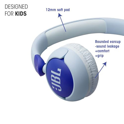 JBL Junior 320 Kids Headphones, Wired, Volume-Limited - Purple | Designed For School And Travel With Built-In Mic, Foldable Design, 3.5Mm Jack, Comfortable Fit And Customizable Stickers - color: Purple