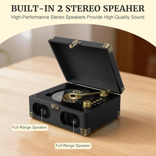 RetroAudio CD Player with Speakers Retro Portable CD Players for Home Music Player with Remote Control,V5.4 Bluetooth in&Out Desktop Suitcase CD Player with AUX in, Headphone Jack,USB Playback，Black - color: Black