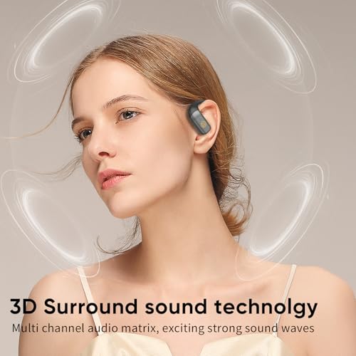 BUGANI Open Ear Headphones, Bluetooth 5.4 Wireless Earbuds with 60H Playtime, ENC Noise Cancelling Mic for Clear Calls, IPX5 Waterproof Sports Earphones for Running Workout Cycling | Bluetooth 5.4 60H Playtime ENC Clear Calls IPX5 Waterproof Lightweight C