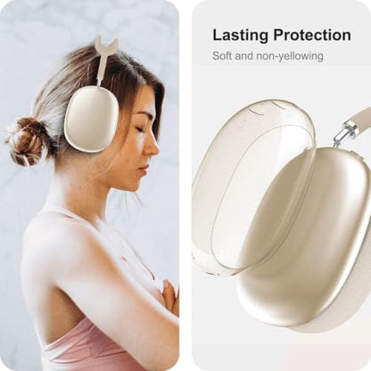 MOLOPPO 3 in 1 Case Cover Compatible with AirPods Max 2/1 2024/2, Starlight | Anti-scratch Clear Soft TPU Ear Cups /Silicone Ear Pad Case /Headband Cover for AirPods Max, Transparent Accessories for Max - color: A5-Transparent Starlight
