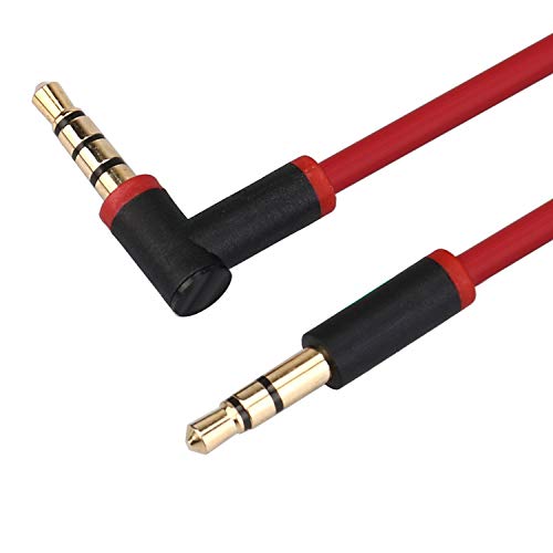 Replacement Solo4 Solo3 Audio Cable Cord Wire with in-line Microphone and Control Compatible with Beats Headphones Solo, Studio, Pro, Detox, Wireless, Mixr, Executive Headphones(Black Red) - color: Black Red
