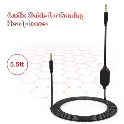 AW920H Detachable Gaming Headset Cable Compatible with Alienware AW720H AW310H AW510H 988 Alienware Dell Gaming Headset,Nylon Braided Wire with Inline Mute Switch and Volume Controller(5.5ft) - color: Black