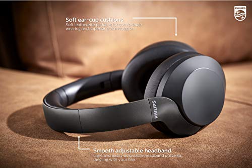 Philips PH805 Active Noise Canceling (ANC) Over Ear Wireless Bluetooth Performance Headphones w/ Hi-Res Audio, Comfort Fit and 30 hours of playtime (TAPH805BK) - style: ANC | 30 hrs batt