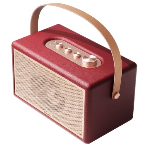 Portable Bluetooth Speaker, 150W Peak Power Home Speaker with 56H Playtime | Leather-Inspired Design, Adjustable Bass & Treble, Bluetooth 5.4, Carrying Strap for Home, Outdoor, Camping & Parties - color: Red