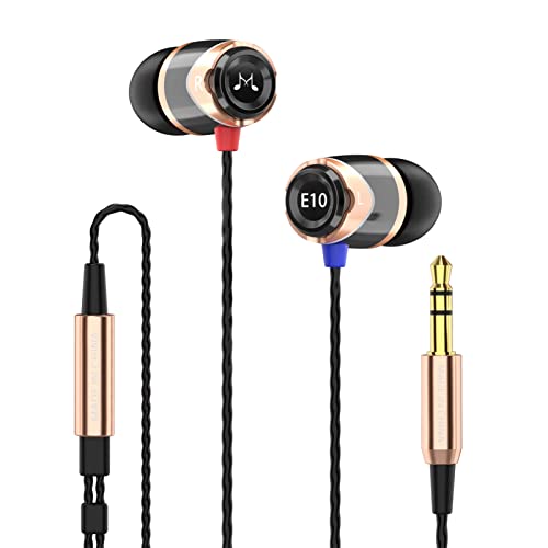 SoundMAGIC E10 Wired Earbuds, No Mic, Premium Hi-Fi, 3.5mm Jack, Gold | Rich punchy bass, Full layered audio, All-metal build, Tangle-free cable, Passive noise isolation, Ergonomic comfortable fit - color: Gold