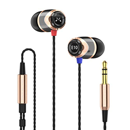 SoundMAGIC E10 Wired Earbuds, No Mic, Premium Hi-Fi, 3.5mm Jack, Gold | Rich punchy bass, Full layered audio, All-metal build, Tangle-free cable, Passive noise isolation, Ergonomic comfortable fit - color: Gold