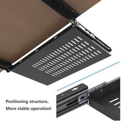 21 inch Sliding Under Desk Laptop Mount Tray with Air Vents - size: 21 Inch