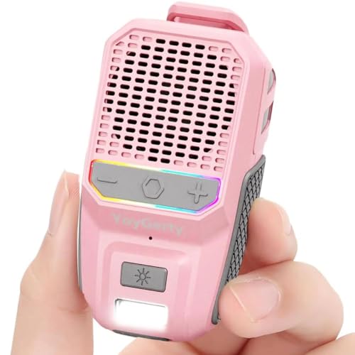 2026 Upgrade Wearable Bluetooth 5.4 Speaker, IPX6 Waterproof Clip on Wireless Speakers, Portable Speaker with RGB Lights and Flash, Built-in Mic,15H Playtime for Cycling/Home/Party/Beach/Outdoor(Pink) - color: Light Pink