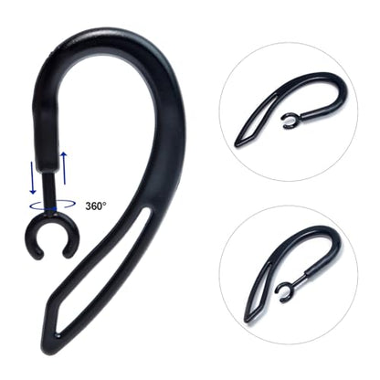 Replacement Ear Hooks for Walkie Talkie Bluetooth Headset (6Pack) - color: Black
