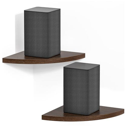 Corner Speaker Shelf for Small Speaker Wall Mount, Wooden Floating Speaker Shelf for Samsung, Sony, Bose, JBL, LG Speaker Wall Mount - Corner Speaker Mount for Most of Satellite Speakers, Set of 2